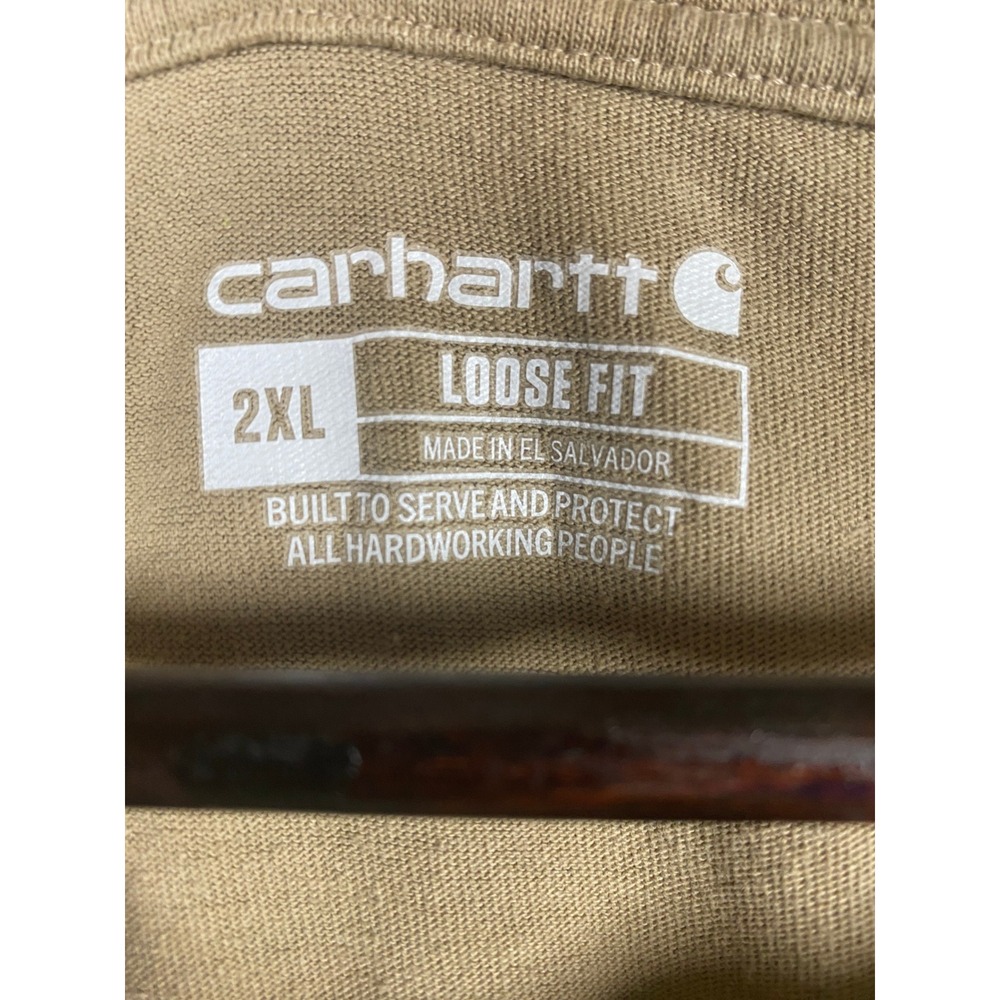 Carhartt Mens Loose Fit Heavyweight Pocket T-Shirt Tan 2XL K87 Workwear Tee - Picture 4 of 6